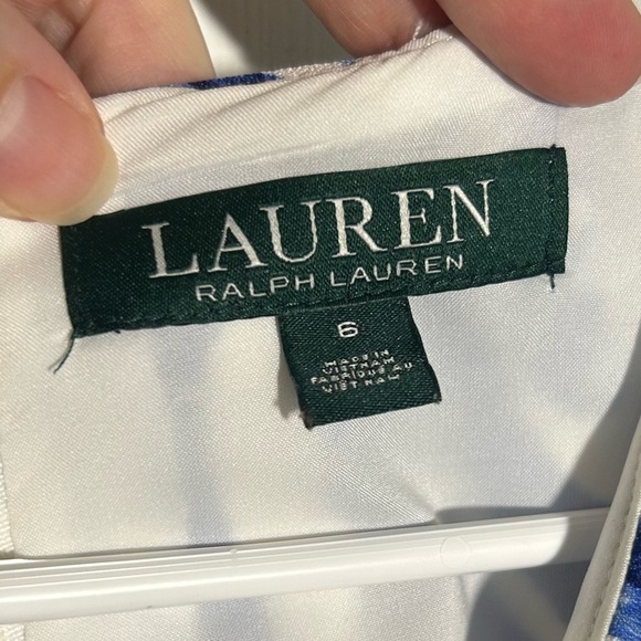 Lauren Ralph Lauren Stretch Crepe Damask Sleeveless A-line Dress Size 6 Blue - Picture 6 of 14